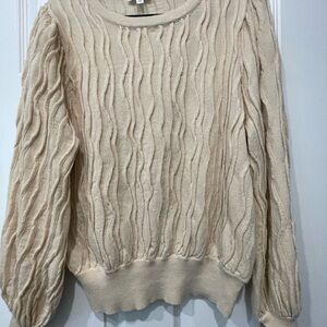 Chic Beige Textured Knit Sweater